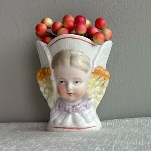 ANTIQUE porcelain angel vase